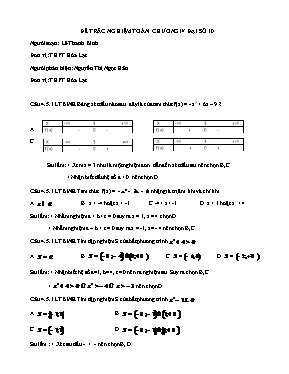 Đề trắc nghiệm Toán học - Chương IV - Đại số 10